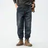 Otoño Nuevo Estilo Americano Retro Jeans para Hombre Sueltos Talla Grande Moda Marca Cintura Elástica Juvenil Tobillo Ajustado Tendencia Coronas
