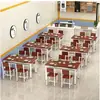 Mesa Rectangular Comercial para Comedor de Cantinas, Minimalista Moderna para Tienda de Desayunos de Comida Rápida, Restaurante, Mesa y Sillas para Cafetería