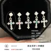 Pendientes de Titanio F136 Moda Simple Cruz Cuadrado Circonita Cartílago del Oído Doble Cabeza Rosca Externa Pendiente para Piercing