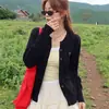Cárdigan de Punto Ropa de Abrigo para Mujer Chaqueta Nueva Bordada con Lazo Estilo Perezoso Suéter Top de Principios de Otoño Blanco Talla Única