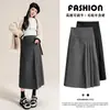 Moda de otoño nueva falda de maternidad estilo coreano suelta de longitud media línea A versátil adelgazante falda tipo paraguas