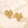 Pendientes de Moda Europeos y Americanos de Acero Inoxidable, Pendientes Florales de Nicho, Pendientes Estilo Océano Chapados en Oro de 18K, Pendientes de Acero de Titanio