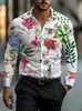 Camisa Tropical de Flores para Hombre Camisa Hawaiana Manga Larga Cuello Solapa Diseño de Moda Casual Vacaciones