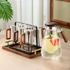 Tetera de Vidrio de Borosilicato Alto Color Gris Ahumado Resistente a Altas Temperaturas Set para el Hogar Tetera de Agua Fría Gran Capacidad Tetera de Agua Helada Nórdica Zha
