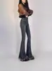 Jeans Flare Vintage de Cintura Alta para Mulheres, Novo Estilo Primavera/Verão 2024, Calça Flare com Franjas Elástica Modeladora Petite