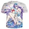 Camiseta Casual Masculina de Manga Curta Transfronteiriça Série Menina de Anime Camiseta Estampada 3D Exportação Ponto de Venda Atacado