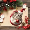 Atravessando Fronteiras Novo Encantador Gato Branco Árvore de Natal Dourada Decoração Pingente Acrílico Plano Casa Presente de Natal