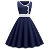 Vestido elegante informal sin mangas, estilo retro, ajustado, con cuello redondo y cuatro colores, de AliExpress, Amazon, Europa y América.