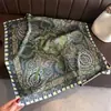 Bufanda de Seda de Moda Estampada Estilo Étnico Retro, Chal de Alta Gama, Bufanda para el Cuello de Protección Solar, Pañuelo Cuadrado Pequeño, Pañuelo para la Cabeza, Bufanda para Mujer