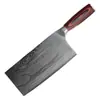 Faca Fatiada com Cabo Aprovado Correndo Jianghu Padrão Damasco Faca de Cozinha Faca de Carne Faca de Cozinha Doméstica Faca de Cozinha Polida
