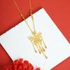 Cadena de Clavícula Dorada de Estilo Vietnamita de Moda, Collar con Colgante de Mariposa Calada de Estilo Palacio Chino con Borla para Mujer, Joyería de Alta Gama
