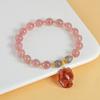 Pulsera de Cristal Natural de Fresa, Cabeza Grande de Zorro, Perla, Piedra Lunar, Nueva Moda China para Mujer, Pulsera Original