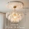 Candelabro de cristal de lujo ligero estilo francés para sala de estar, romántico estilo corte, color crema, estilo INS para dormitorio acogedor, comedor, candelabro con protección para los ojos
