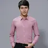 Camisa de manga larga profesional para hombre, de alta gama, con rayas verticales a cuadros oscuros, camisa informal de moda ajustada para negocios, camisa de moda para hombre