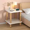 Mesita de noche, Escritorio pequeño de noche, Mesa cuadrada pequeña simple para casa de alquiler, Mesa lateral para sofá, Estante de almacenamiento doméstico simple para dormitorio