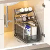 Organizador de Fregadero Extraíble Tocador de Baño Caja de Almacenamiento Debajo del Fregadero Múltiples Niveles Lavabo de Inodoro Cesta Desplegable Estante Escalonado