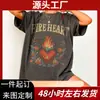 Camiseta Glass Throne Fire Heart Camiseta Glass Throne Estampa Moda Streetwear Feminino Casual Solta