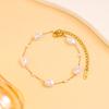 Pulseira de pérola retrô estilo coreano colar irregular pérola titânio aço corrente elegante antigo elegante clavícula corrente pulseira