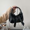 Bolsa 2025 Nova Cor Sólida Sob o Braço Feminina Bolsa Transversal Moda Nicho Bolsa de Ombro com Laço Senso Bolsa Pequena