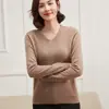 Otoño/Invierno 2026 Ropa de Alta Costura Lista para Usar Cuello en V Cachemira Mujer Ajustado Tejido Base Suéter Corto