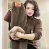 Pantalones Deportivos de Terciopelo de Algodón Europeo con Forro Polar para Estudiantes Mujeres, Nuevos Pantalones Deportivos de Invierno, Pierna Ancha con Cordón, Casual de Terciopelo de Cordero, Cálidos Pantalones de Algodón