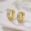 Novos Brincos Coração de Luxo Leve Microincrustados com Zircônia Full Diamond para Mulheres, Brincos de Argola de Moda Europeus e Americanos, Venda Quente Transfronteiriça