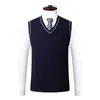 Suéter de lã 100% Merino para homens, colete sem mangas com gola V, suéter para pais de meia-idade e idosos - Comércio exterior transfronteiriço