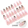 24 Piezas de Uñas Portátiles al por Mayor Transfronterizo Popular Flor 3D Moda Estampado de Leopardo Uñas de Manicura Portátiles
