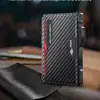 Portatarjetas de Aleación de Aluminio con Tapa Vertical Abatible Transfronterizo Cartera de Tarjetas Ultra-Delgada Anti-Robo RFID Cartera de Cuero Minimalista para Hombres