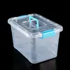 Caixa de Armazenamento de Plástico Organizador Transparente de Mesa com Alça Caixa de Armazenamento de Lanches Caixa de Armazenamento de Carro Organizador de Brinquedos