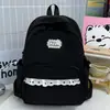 Mochila Pequeña Estilo Hada Dulce Encaje Corazón Hueco Azul Sal Marina Mate Bolsa para Estudiantes Fiesta Clase Tutoría