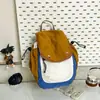 Mini mochila estilo japonês com blocos de cor e cordão, mochila estilo coreano inspirada em dopamina, perfeita para estudantes, feriados, passeios de compras e saídas casuais