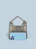 Bolsa Pequeña Cuadrada Tejida a Mano con Cuentas Metálicas Plateadas Huecas Vintage para Cambio y Teléfono Móvil Bolsa Portátil