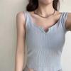 Camisola francesa con cuello en V para mujer, de una pieza, para chica sexy, ropa exterior, chaleco deportivo, combina con todo, espalda de belleza para mujer