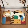 Tapete de banho de terra de diatomáceas, design de gato de desenho animado, adequado para banheiro e hall de entrada, absorvente, de secagem rápida e antiderrapante. Disponível para drop shipping