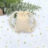 Pacote de Algodão Puro Bolso Estilo INS Cor Doce Bolso com Cordão de Cor Bolso de Algodão Puro com Abertura para Cordão Bolsa de Joias Bolso de Algodão Puro