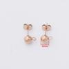 En stock arete de horno de cuentas redondas bañado en oro real 6/4 mm tipo frijol con colgante para colgar accesorios de pasador de oreja de acero inoxidable DIY