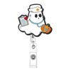 Acrílico Halloween Booboocrew Fantasma Telescópico Giratório Clipe de Jacaré Crachá Rolo Fivela de Puxar Fácil