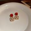 Aretes Ovalados de Perla Francesa de Zirconia con Aguja de Plata Electrochapada en Oro Real Moda Retro Elegante Elegante Elegante Aretes de Lujo Ligero