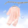 Ropa de una pieza para bebé, Ropa de verano transpirable con aire acondicionado para bebé, Pijama fino para recién nacido, Mameluco de manga larga