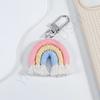 Llavero de bolso arcoíris tejido a mano de estilo nórdico con borlas bohemias, accesorios para llaves europeos y americanos, adornos colgantes