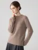Nuevo suéter de punto para mujer de otoño e invierno, 100% cachemira, cuello medio alto, calado, estilo simple versátil, top base