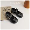 Xshx "Estilo Granja" Estilo Londres Zapatos de Cuero para Niños Primavera y Otoño Velcro Retro Horma Ancha [Zapatos de Wenzhou]