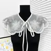 Adorno de Malla con Perlas y Encaje Fresco y Versátil Cuello Decorativo Vestido Suéter Sudadera Accesorio Cuello Falso Chal