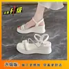 Sandálias Antiderrapantes com Strass que Aumentam a Altura 2026 Verão Novo Plataforma de Solado Grosso Tendência Versátil Sapatos Romanos de Praia para Mulheres