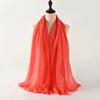 90*180 Tamaño Grande Transfronterizo Nuevo Color Sólido Plegado Pañuelo para la Cabeza Verano Protección Solar Con Flecos Chal de Gasa para Mujer