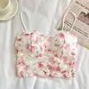 Explosiones Estilo Pastoral Rosa Floral Pequeño Tirante Espalda Hermosa Chaleco Cinturón Almohadilla para el Pecho Envoltorio del Pecho Anti-deslizamiento Base Ligera Corto Sin Tirantes