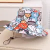Sombrero Infantil Estilo Japonés Transfronterizo Animales de Dibujos Animados Graffiti Sombrero de Sol para Bebé Niña de 3-8 Años Sombrero de Pescador Sombrero para el Sol