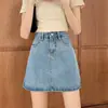 Falda de Mezclilla para Mujer Primavera y Verano 2025 Estilo Coreano Nueva Holgada Adelgazante Versátil Casual Simple Falda de Cadera Línea A