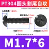 Tornillo de corte de cabeza redonda de acero inoxidable 304 con zinc negro PT M2/M3/M4 cabeza plana Phillips tornillo autorroscante